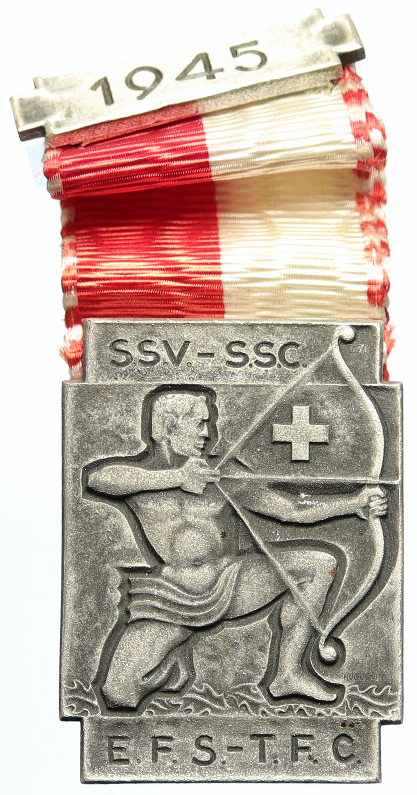 1945 SWITZERLAND Shooting Festival VINTAGE Old Swiss Ribbon Award Medal i105275