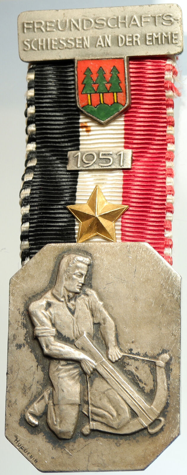 1951 SWITZERLAND Shooting Festival VINTAGE Old Swiss Ribbon Award Medal i105247