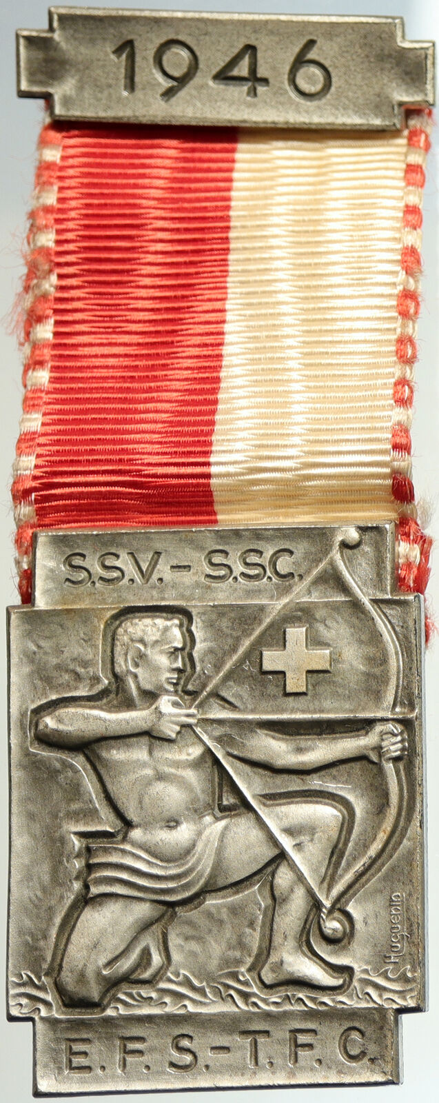 1946 SWITZERLAND Shooting Festival VINTAGE Old Swiss Ribbon Award Medal i105262