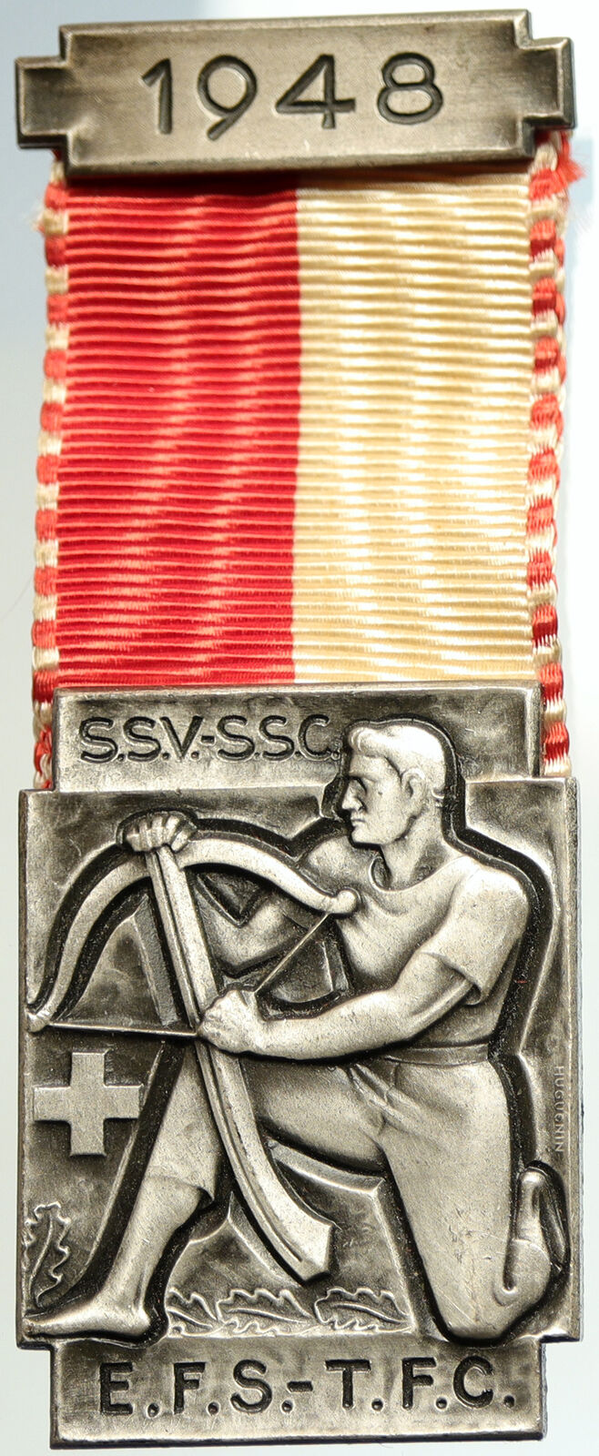 1948 SWITZERLAND Shooting Festival VINTAGE Old Swiss Ribbon Award Medal i105245