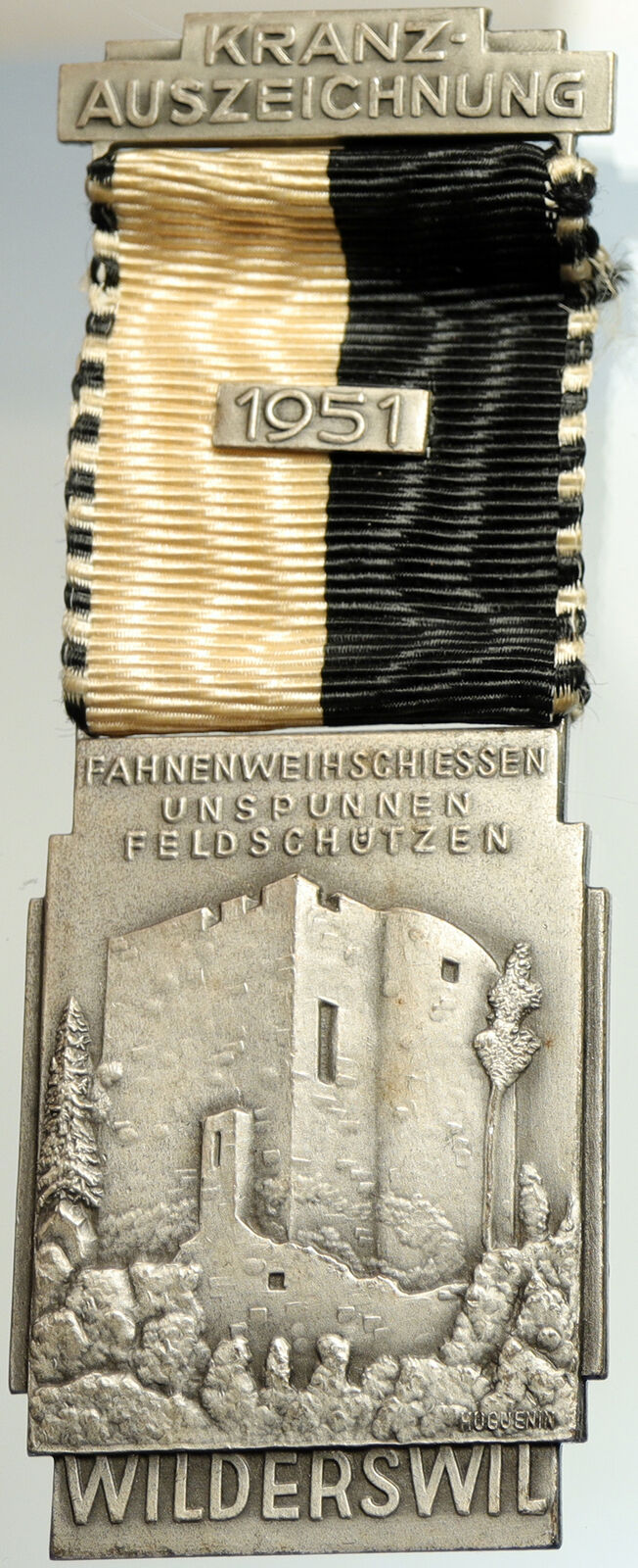 1951 SWITZERLAND Shooting Festival VINTAGE Old Swiss Ribbon Award Medal i105238