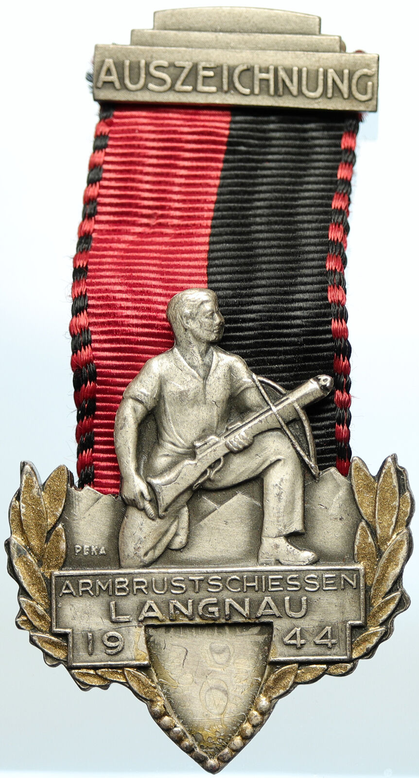 1944 SWITZERLAND Shooting Festival VINTAGE Swiss Ribbon OLD Award Medal i105328