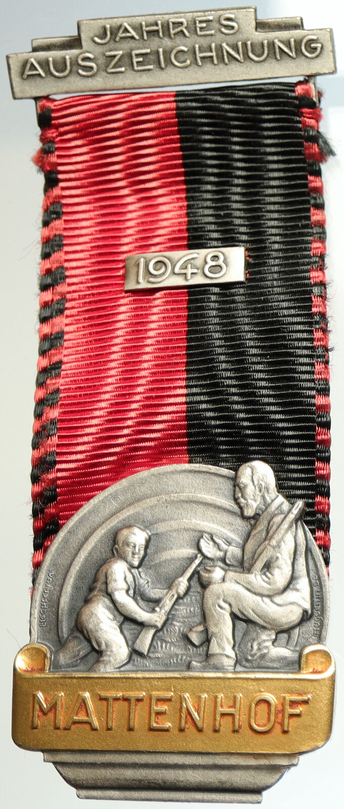 1948 SWITZERLAND Shooting Festival VINTAGE Old Swiss Ribbon Award Medal i105244