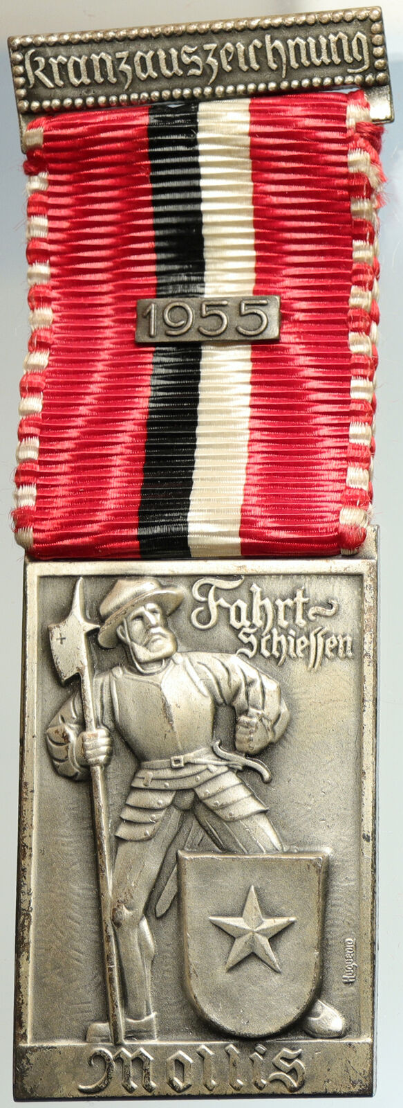 1955 SWITZERLAND Shooting Festival VINTAGE Swiss Ribbon OLD Award Medal i105297