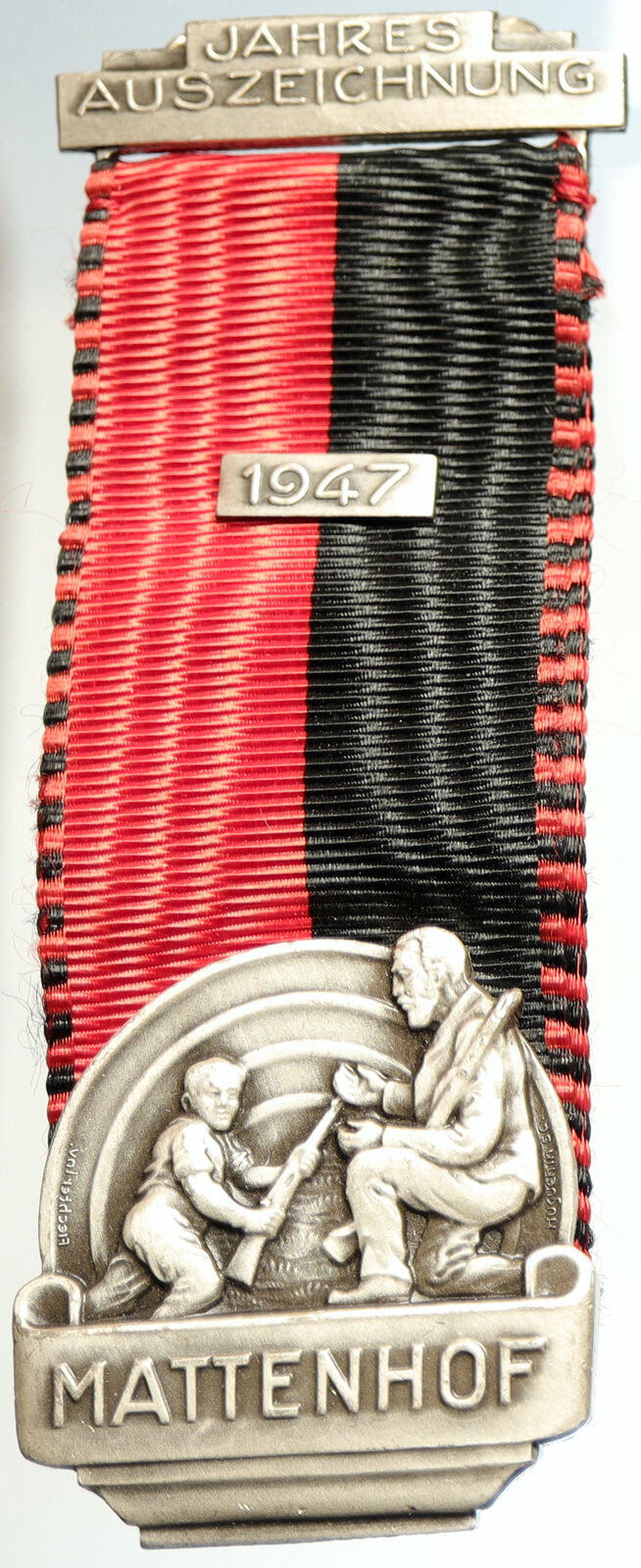 1947 SWITZERLAND Shooting Festival VINTAGE Old Swiss Ribbon Award Medal i105249