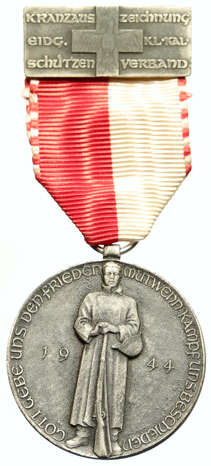 1944 SWITZERLAND Shooting Festival VINTAGE Swiss Ribbon OLD Award Medal i105254