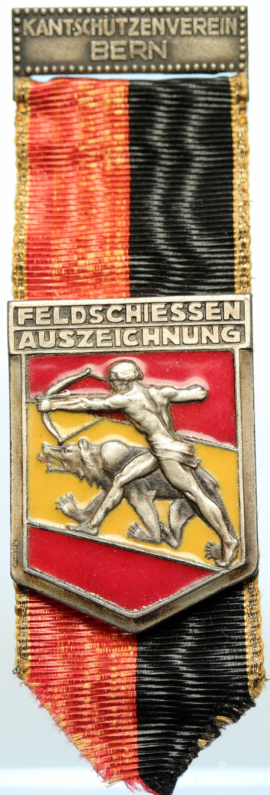 SWITZERLAND Shooting Festival VINTAGE Old Swiss BERN Ribbon Award Medal i105344