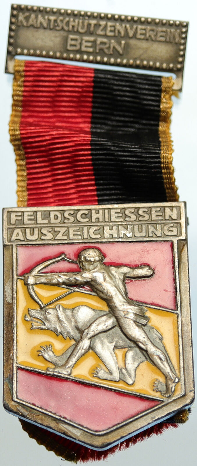 SWITZERLAND Shooting Festival VINTAGE Old Swiss BERN Ribbon Award Medal i105368