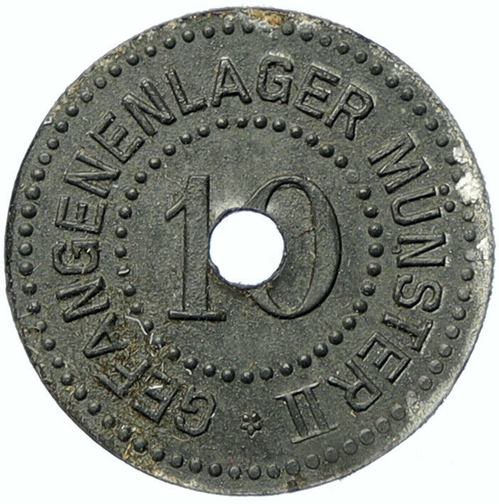 1914-18 GERMANY Prisoner of POW World War I WWI Token Medal 10 Pfennig i100870