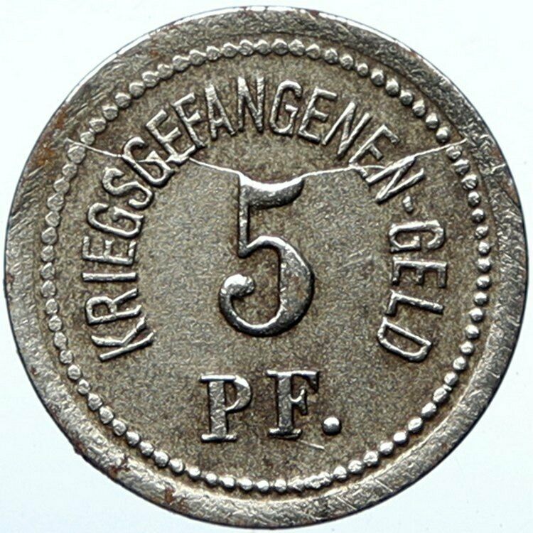 1914-18 GERMANY Prisoner of POW World War I WWI Token Medal 5 Pfennig i100880