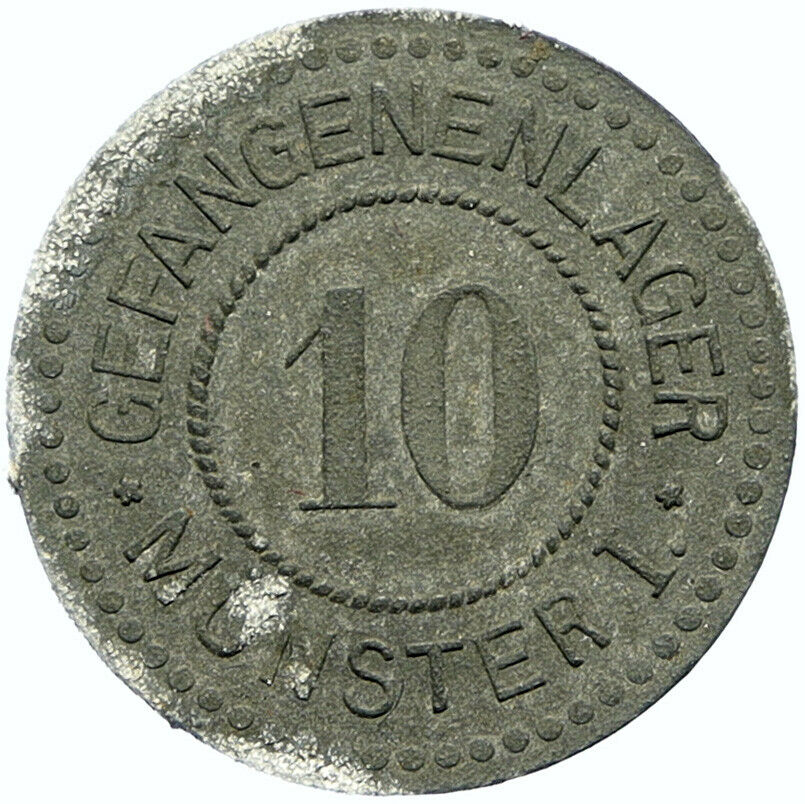 1914-18 GERMANY Prisoner of POW World War I WWI Token Medal 10 Pfennig i100867