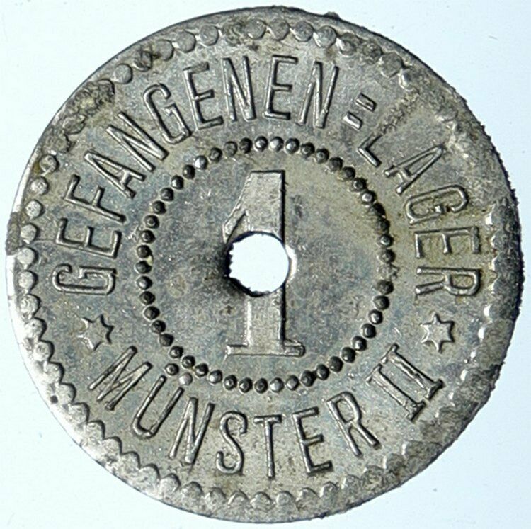 1914-18 GERMANY Prisoner of POW World War I WWI Token Medal Pfennig i100868