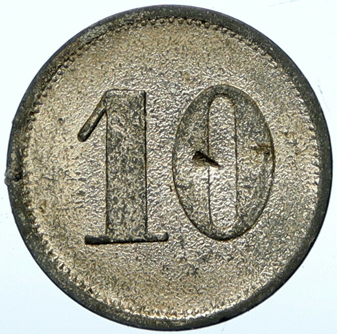 c1914 GERMANY Prisoner of POW World War I WWI PADERBORN Token 10 Pfennig i100886