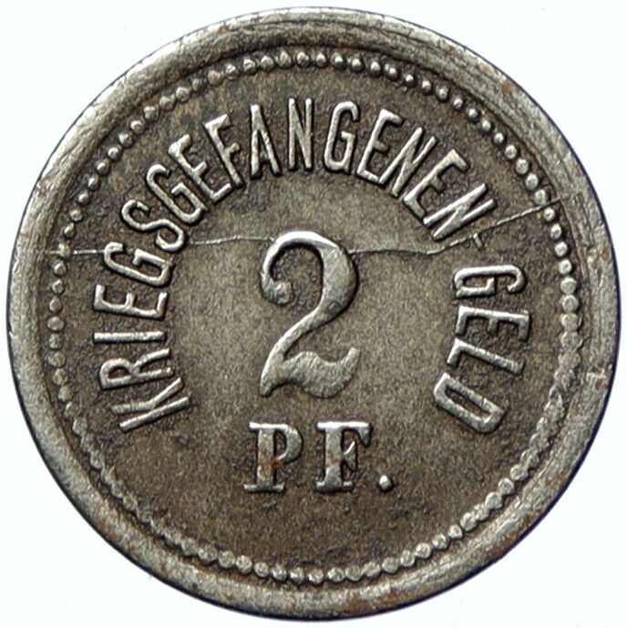 1914-18 GERMANY Prisoner of POW World War I WWI Token Medal 2 Pfennig i100881