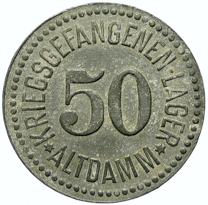 1914-18 GERMANY Prisoner of POW World War I WWI ALTDAMM Token 50 Pfennig i100786