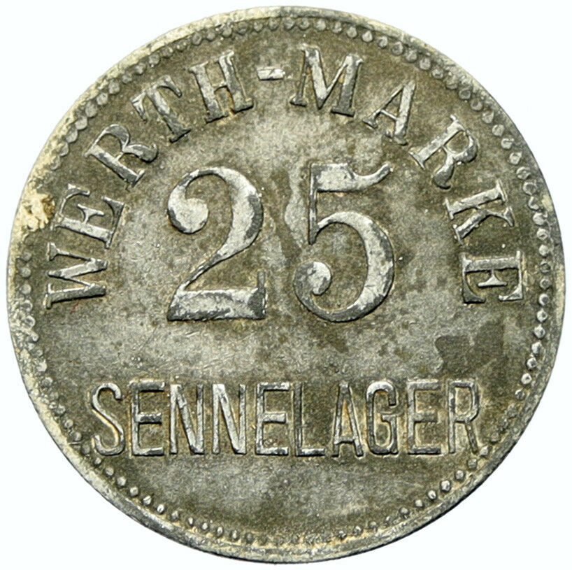 c1914 GERMANY Prisoner of POW World War I WWI PADERBORN Token 25 Pfennig i100793