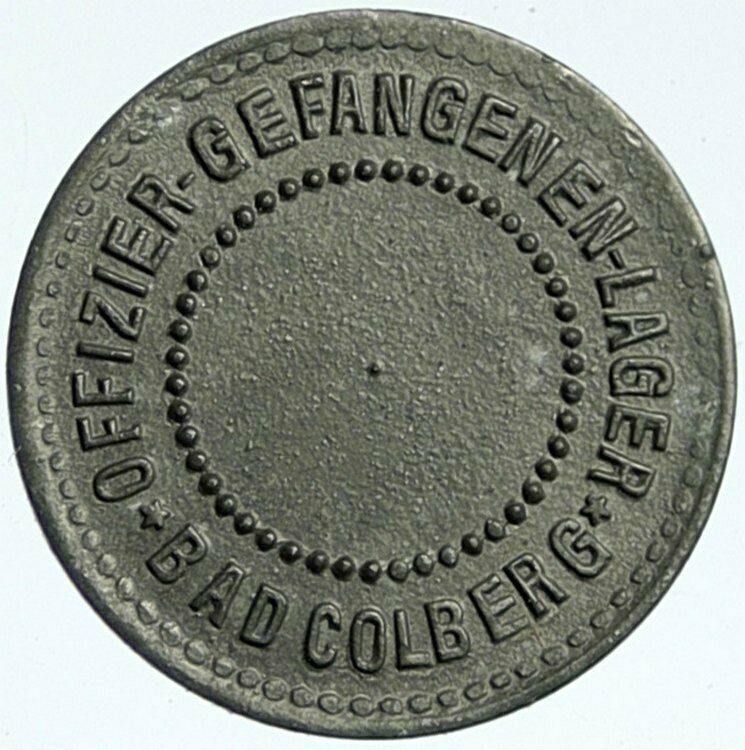 1914-18 GERMANY Prisoner of POW World War I WWI BAD COLBERG 5 Pfennig i100782