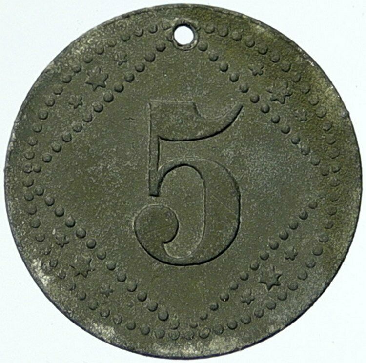 1914-18 GERMANY Prisoner of POW World War I WWI ALTDAMM Token 5 Pfennig i100787