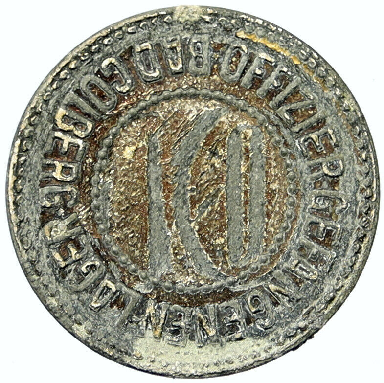 1914-18 GERMANY Prisoner of POW World War I WWI BAD COLBERG 10 Pfennig i100792