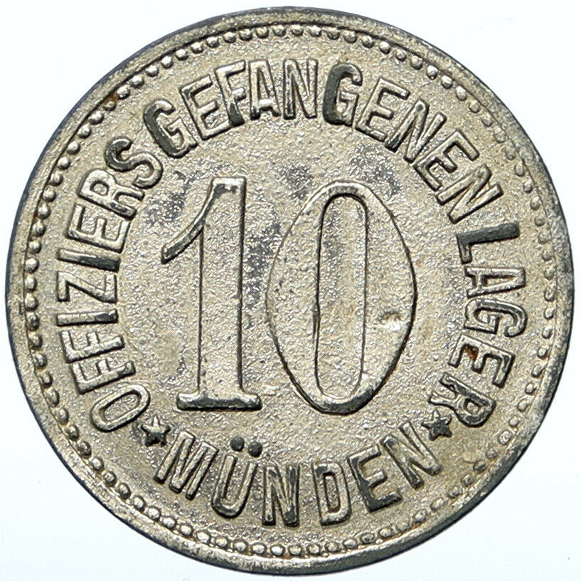 1914-18 GERMANY Prisoner of POW World War I WWI MUNDEN Token 10 Pfennig i100856