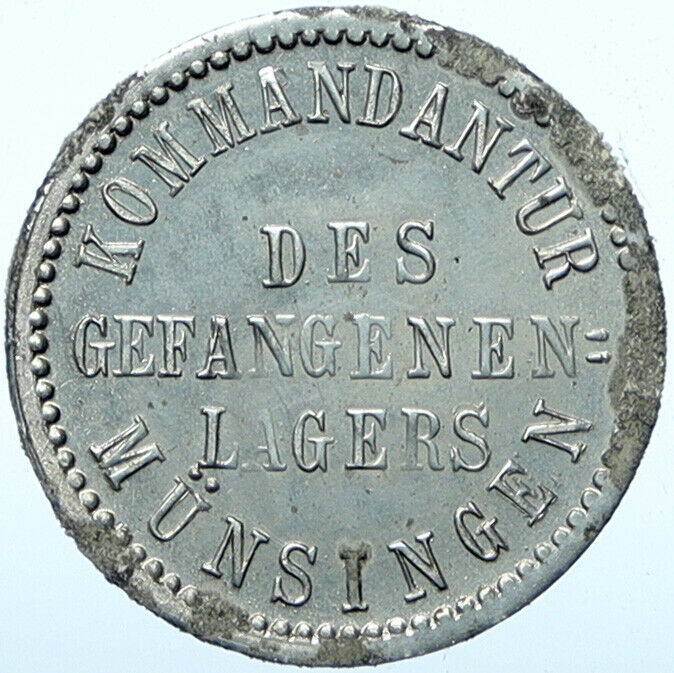 c.1914 GERMANY Prisoner of POW World War I WWI MUNSINGEN Token 5 Pfennig i100857