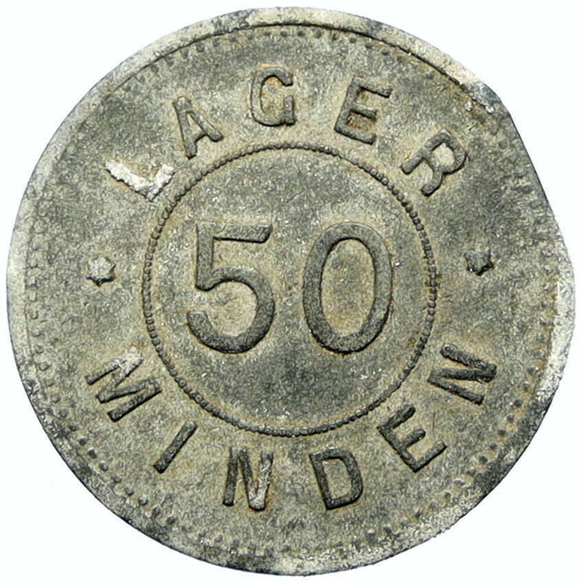 1914-18 GERMANY Prisoner of POW World War I WWI MINDEN Token 50 Pfennig i100853