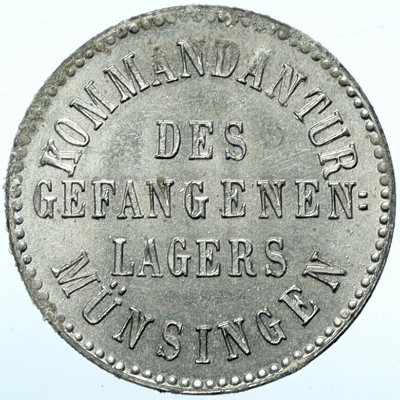 c1914 GERMANY Prisoner of POW World War I WWI MUNSINGEN Token 10 Pfennig i100858