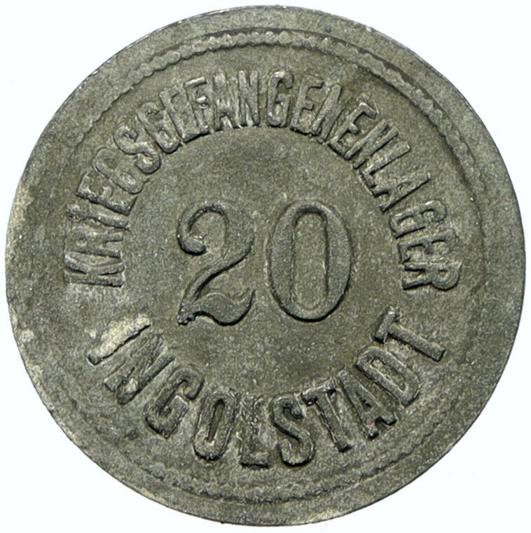 1914 GERMANY Prisoner of POW World War I WWI INGOLSTADT Token 20 Pfennig i100847