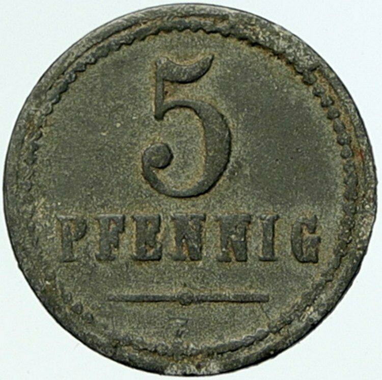 1914-18 GERMANY Prisoner of POW World War I WWI CASSEL Token 5 Pfennig i100827