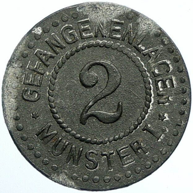 1914-18 GERMANY Prisoner of POW World War I WWI MUNSTER Token 2 Pfennig i100863