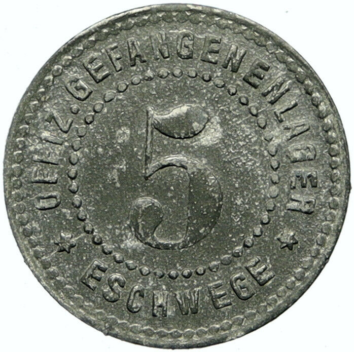 1914-18 GERMANY Prisoner of POW World War I WWI ESCHWEGE Token 5 Pfennig i100839