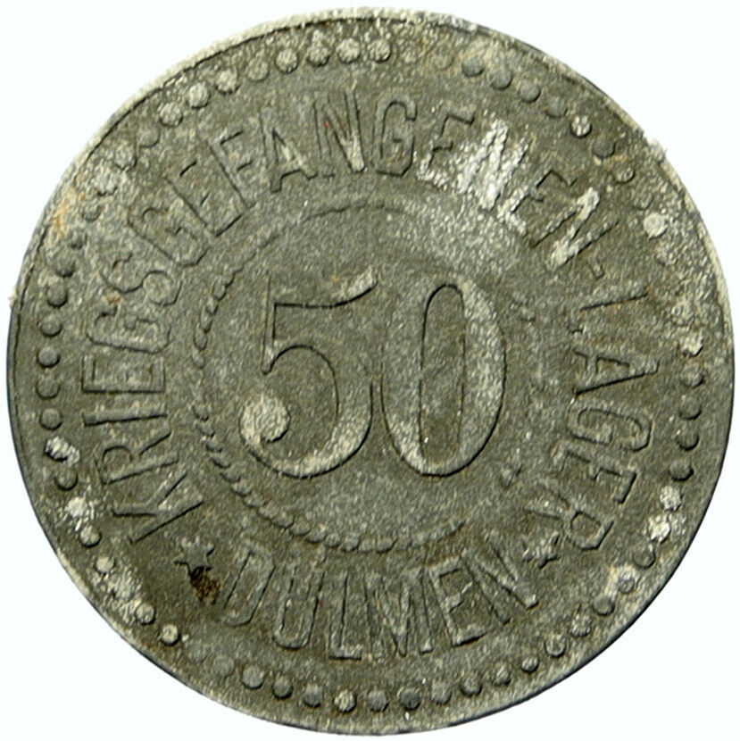 1914-18 GERMANY Prisoner of POW World War I WWI DULMEN Token 50 Pfennig i100830