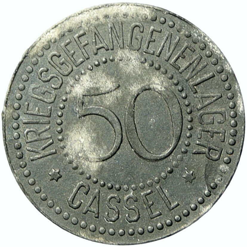 1914-18 GERMANY Prisoner of POW World War I WWI CASSEL Token 50 Pfennig i100826