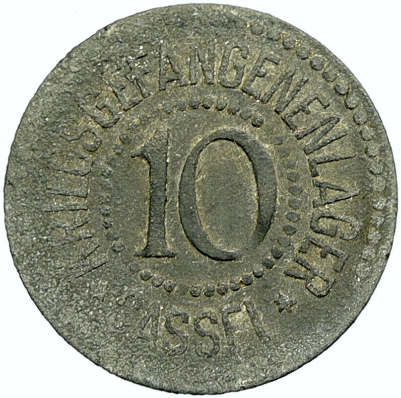 1914-18 GERMANY Prisoner of POW World War I WWI CASSEL Token 10 Pfennig i100825