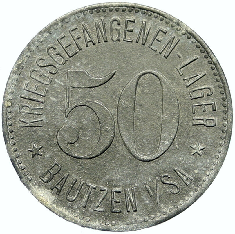 1914-18 GERMANY Prisoner of POW World War I WWI BAUTZEN Token 50 Pfennig i100778