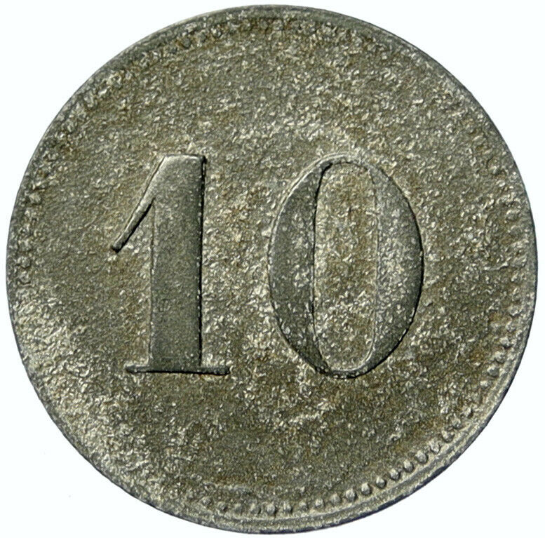 1914-18 GERMANY Prisoner of POW World War I WWI BAUTZEN Token 10 Pfennig i100779