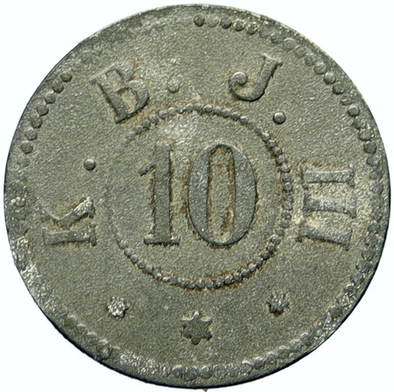 1914-18 GERMANY Prisoner of POW World War I WWI BUER Token 10 Pfennig i100773