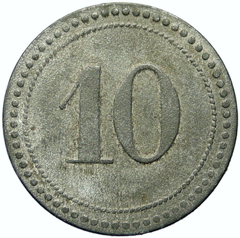 1914-18 GERMANY Prisoner of POW World War I WWI BUER Token 10 Pfennig i100773