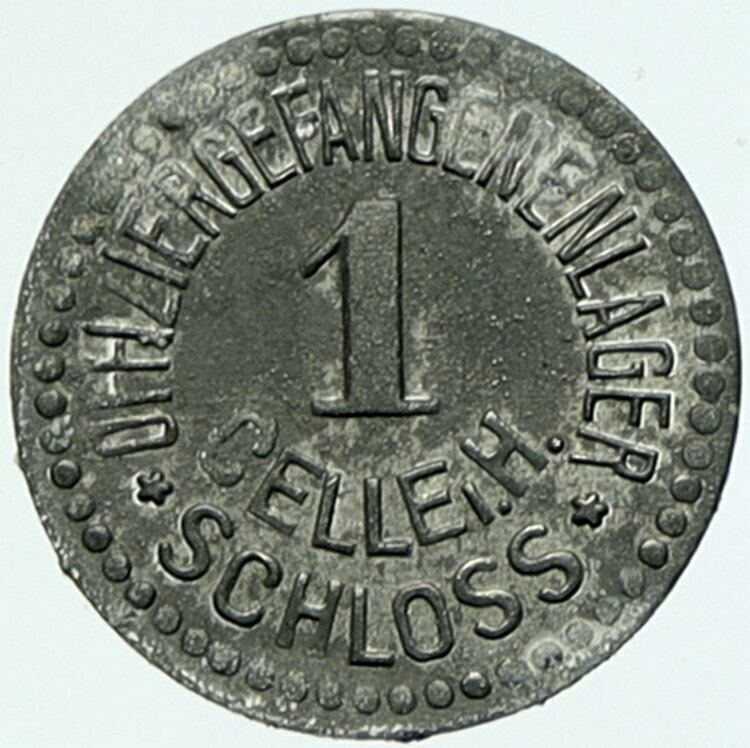 1914-18 GERMANY Prisoner of POW World War I WWI CELLE Token 1 Pfennig i100831