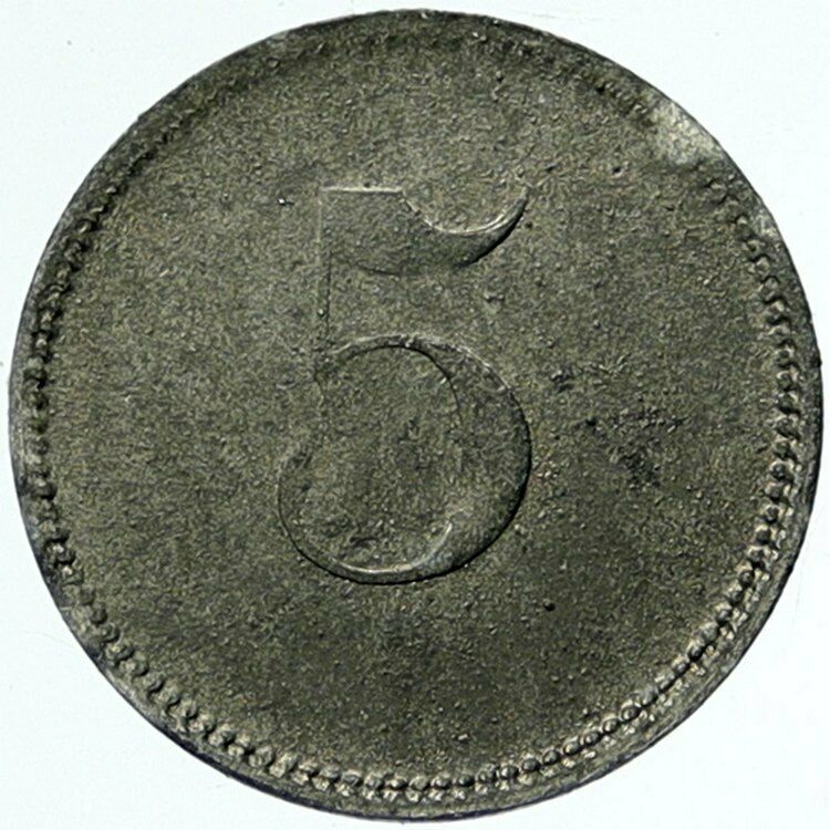 1914-18 GERMANY Prisoner of POW World War I WWI BAUTZEN Token 5 Pfennig i100780