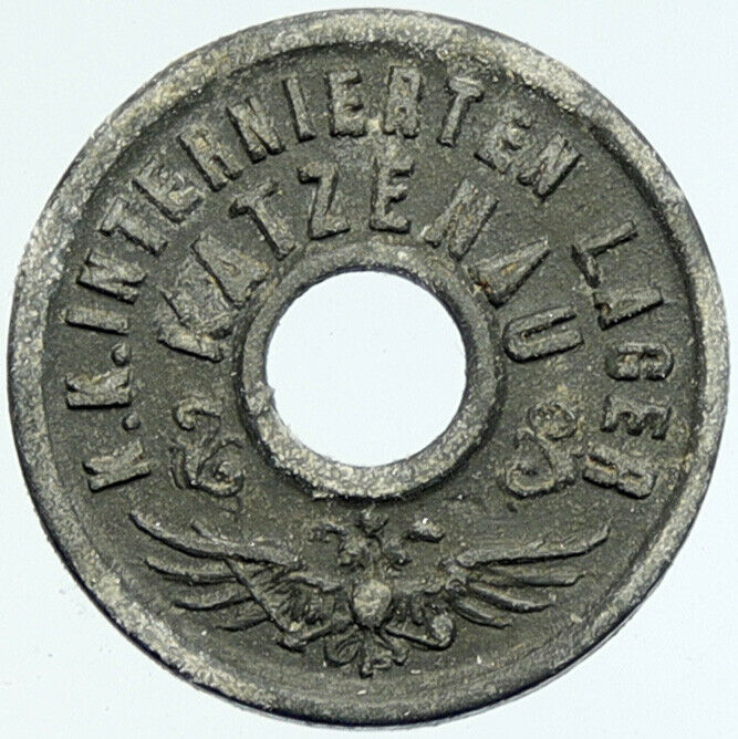 1916 AUSTRIA Prisoner of POW World War I WWI KATZENAU Token 10 Heller i100818