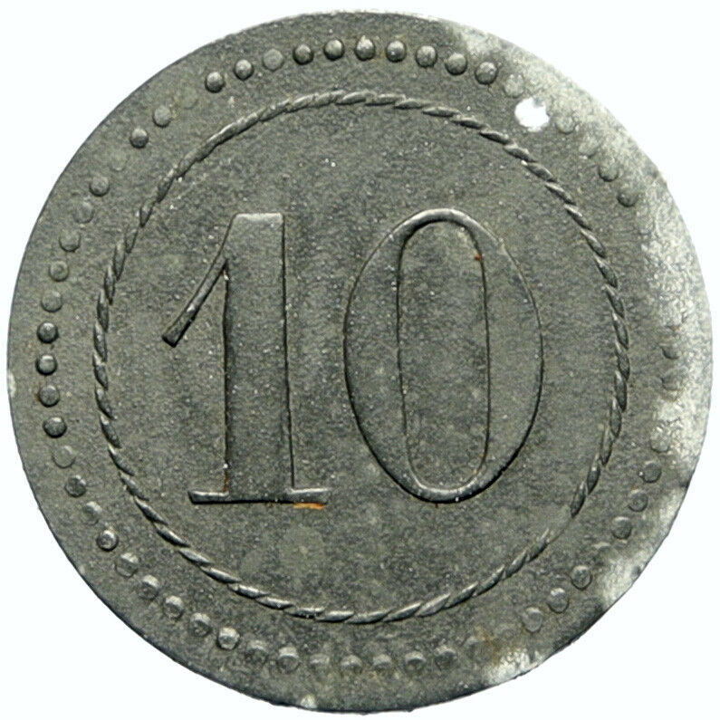 1916 GERMANY Prisoner of POW World War I WWI GUSTROW Token 10 Pfennig i100812