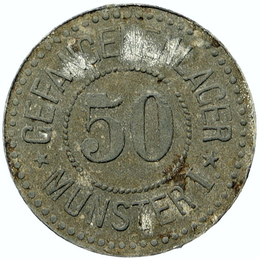 1914-18 GERMANY Prisoner of POW World War I WWI MUNSTER Token 50 Pfennig i100816