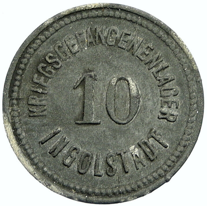 1914-18 GERMANY Prisoner of POW World War I WWI INGOLSTANDT 10 Pfennig i100810