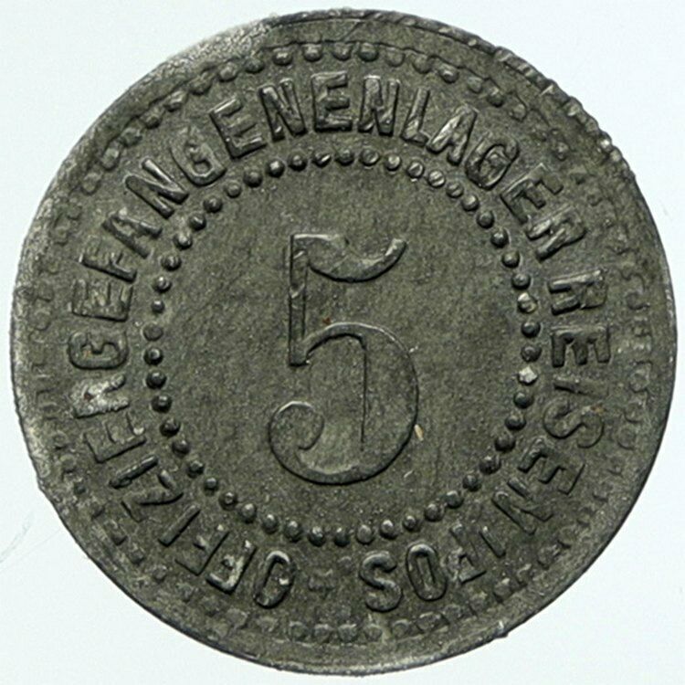 1914-1918 GERMANY Prisoner of POW World War I WWI REISEN Token 5 Pfennig i100797