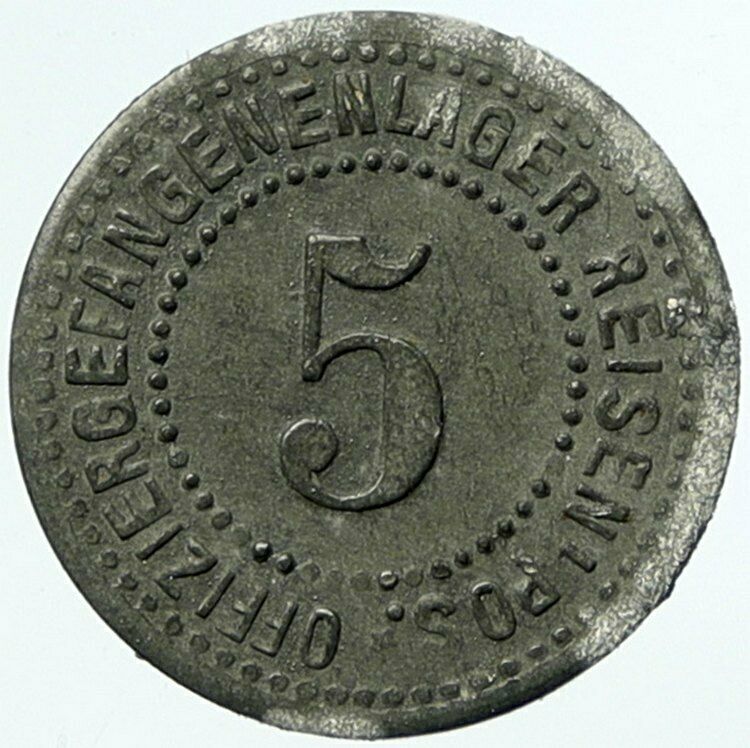 1914-1918 GERMANY Prisoner of POW World War I WWI REISEN Token 5 Pfennig i100797