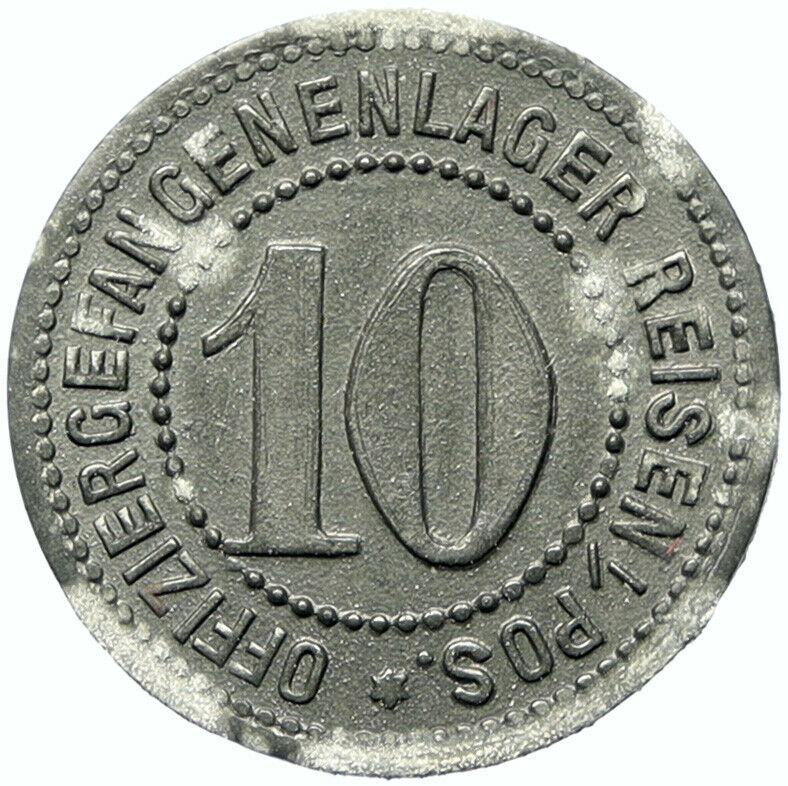 1914-18 GERMANY Prisoner of POW World War I WWI REISEN Token 10 Pfennig i100798