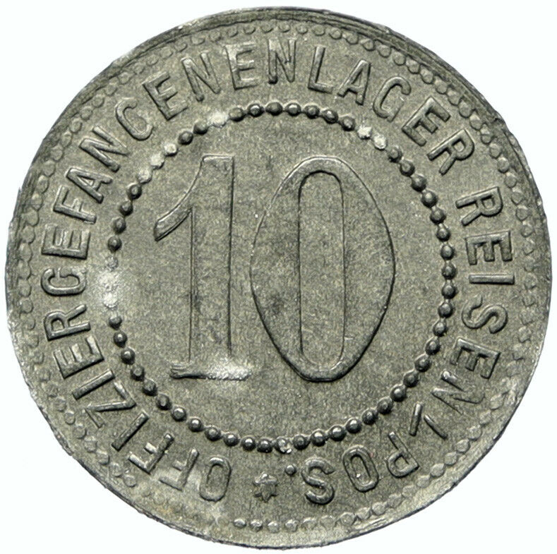 1914-18 GERMANY Prisoner of POW World War I WWI REISEN Token 10 Pfennig i100798