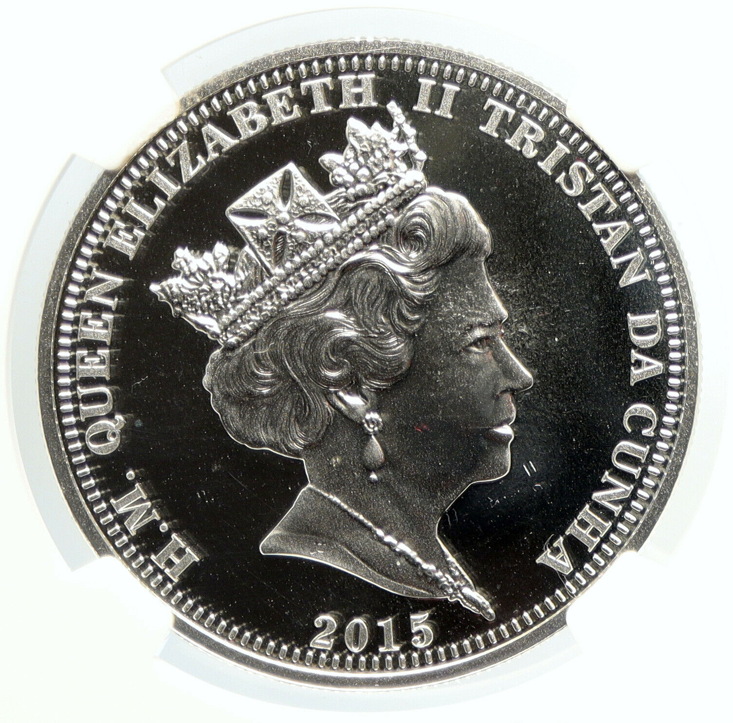 2015 TRISTAN da CUNHA Long to Reign Over Us Proof Silver Crown Coin NGC i105607