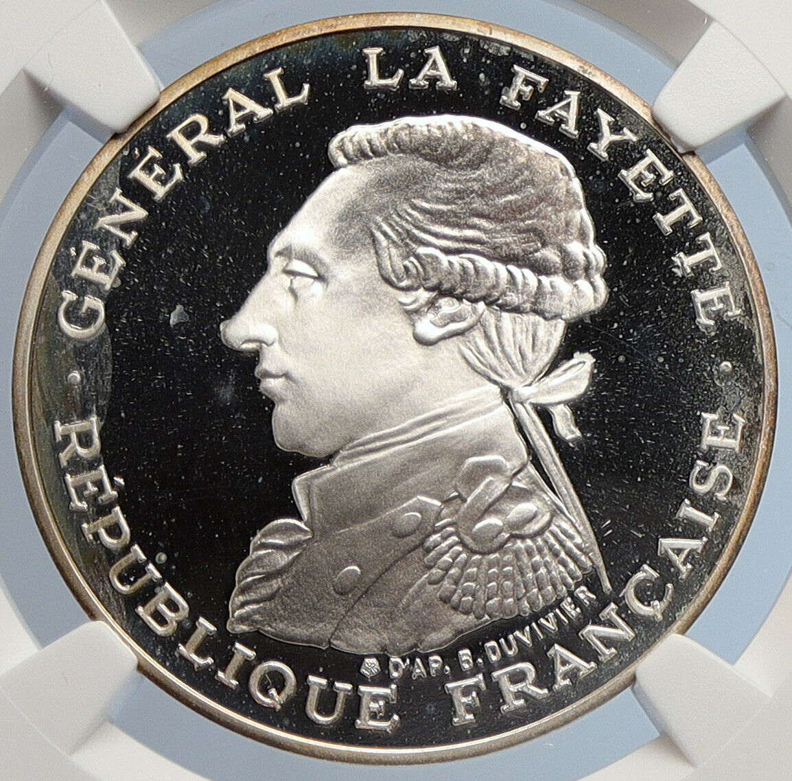 1987 FRANCE La Fayette MOTTO Old Proof Silver 100 Francs French Coin NGC i105618